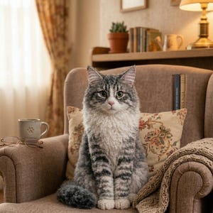 Schema PDF per realizzare un amigurumi di un gatto soriano grigio all'uncinetto, tutorial per un gattino di peluche realistico, giocattolo per gatti soffice, download digitale, schema per amigurumi di animali