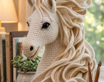 Horse Crochet Pattern PDF, Elegant Amigurumi Horse Bust, Realistic Pony Head Tutorial, Farmhouse Decor Gift