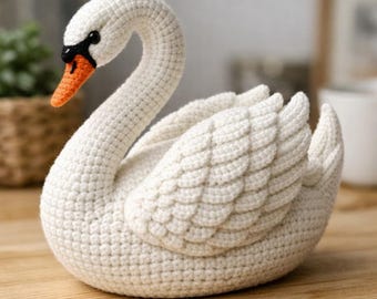 Swan Crochet Pattern, Elegant Swan Amigurumi PDF, White Bird Plush Tutorial, Crochet Swan Decor, Handmade Gift Pattern