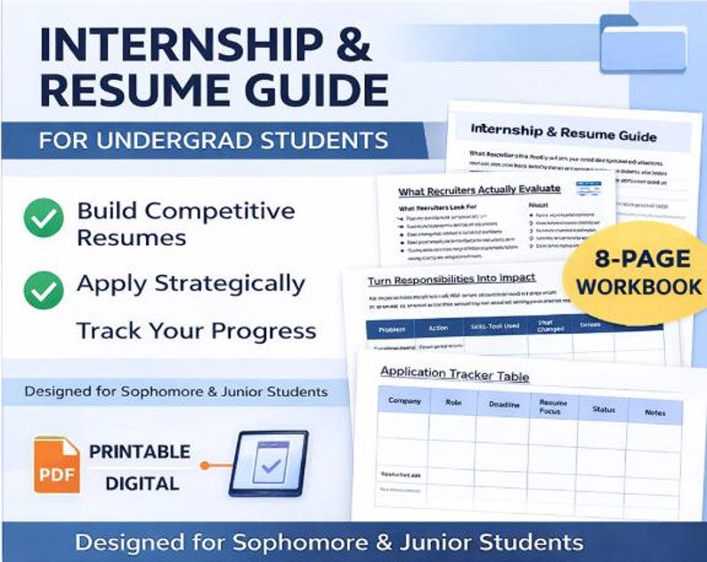 Internship and Resume Guide for Undergrads - Etsy
