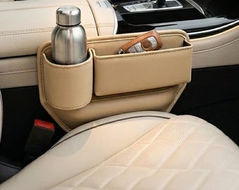 Bilsätesfackorganisatör med mugghållare 2-pack | Förvaringslåda för bilsätesfackfyllning | Bilsätesfackfyllare, present till förare