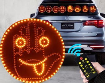 Luz LED gestual para coche con mando a distancia / Letrero divertido con emojis para coche, dispositivo para aliviar la ira al volante, accesorio para camión, decoración genial para el coche