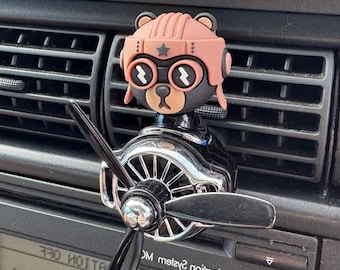 Airplane Car Air Freshener | Rotating Vent Clip Diffuser | Pilot Bear Car Decor | Car Fragrance Diffuser | Car Accessory