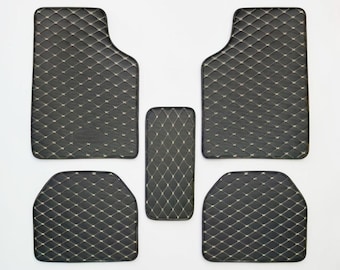 Bilmattor, set med 5 delar, vattentäta bilmattor i PU-läder | Dammtåliga bilmattor | Passar de flesta bilar, SUV och sedan