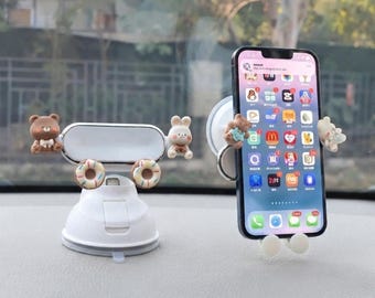 Car Phone Holder | Cute Cartoon Suction Cup Mount | Dashboard Phone Stand | Navigation Holder | Car Interior Accessory