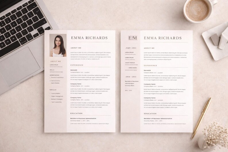 Female Cv Examples Modern Feminine Resume Template | Editable Canva CV | Professional ...