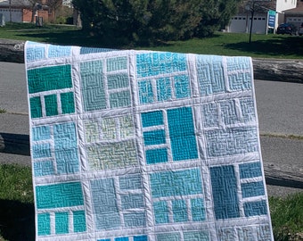 Handmade, Baby quilt, Toddler quilt, Child quilt, Baby shower, Modern quilt, Boy quilt, Child throw, Crib Quilt, Lap quilt, Blue, Aqua