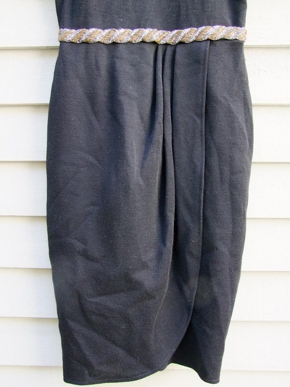 Black wool Albert Nipon dress with pewter and bro… - image 3