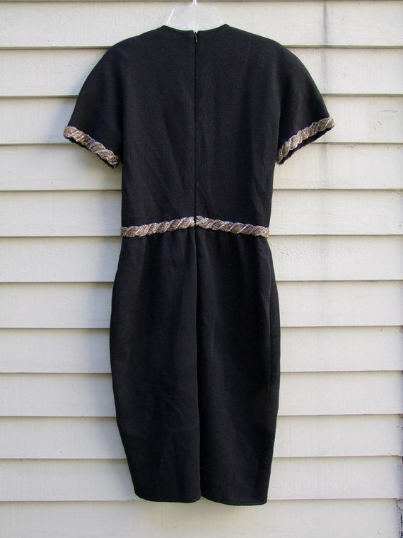 Black wool Albert Nipon dress with pewter and bro… - image 4