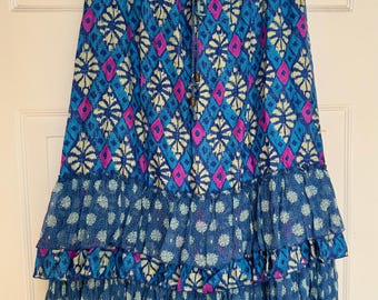 Vintage 90's FREE PEOPLE three tier Blue Purple White Skirt SZ M