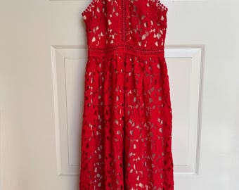 Vintage GIANNI BINI Red Lace Halter style lined Dress never worn SZM