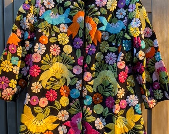 Black Vintage Floral Embroidered Jacket by Daisy's Creations never worn