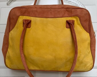 Orange and Yellow Suede Keri Kropp dual Handle Handbag never used condition from the 90's