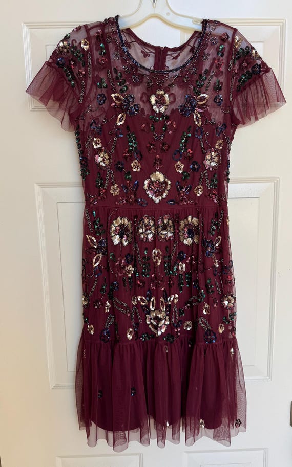 Raspberry and Sequin GIANNI BINI Evening dress ci… - image 1