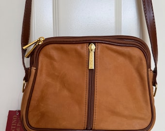 Valentino di Paolo Two tone Brown Leather Cross Body/Shoulder bag never worn with tags and inner paper stuffing intact.