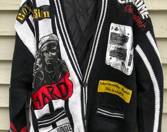Vintage "Frontline" lined Sweater Jacket of 1950s Asphalt Jungle movie theme Marlon Brando SZ M.