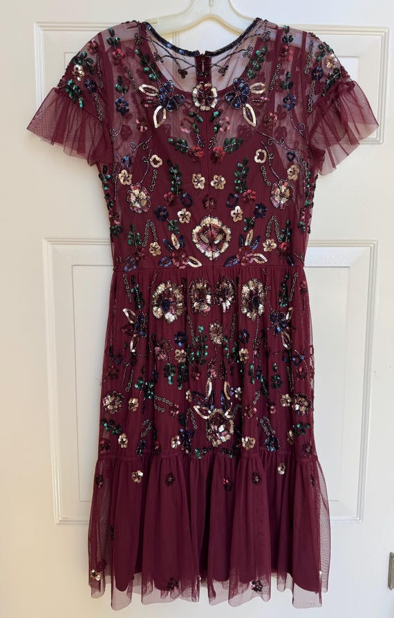 Raspberry and Sequin GIANNI BINI Evening dress ci… - image 3