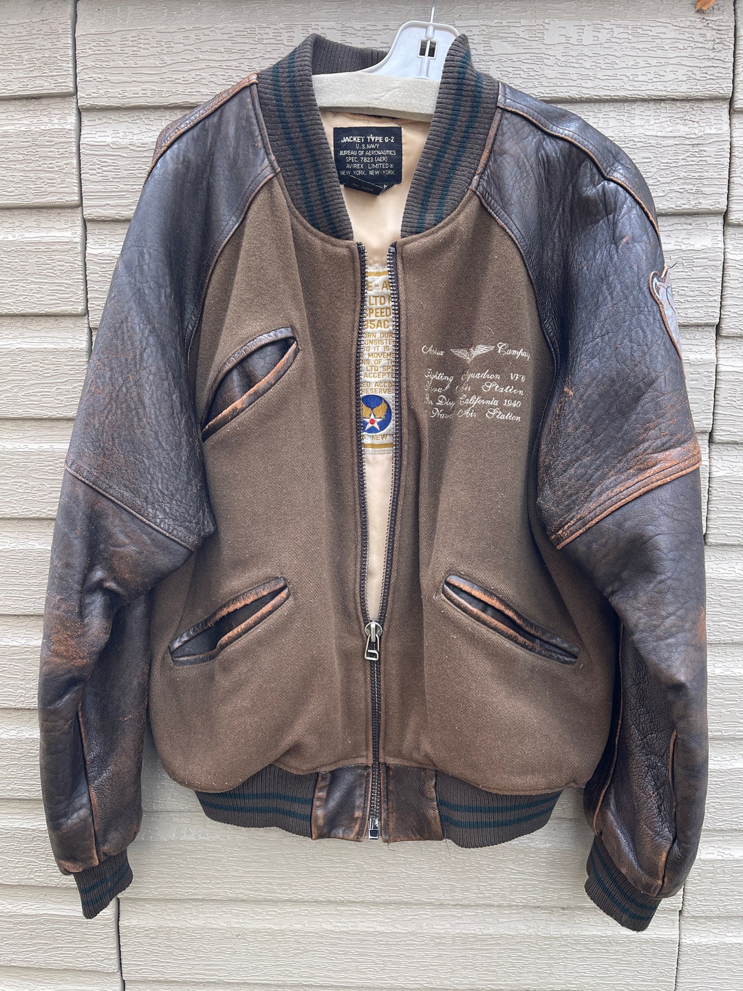 ジャケット・アウター vintage AVIREX G-2 leather flight jacket Avirex Type G-2 1987 Leather Flight Jacket Bomber US Navy