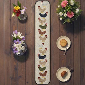 chicken quilted table runner farmhouse kitchen decor hen pattern runner colorful bird art quilted patchwork quilt country home decor gift