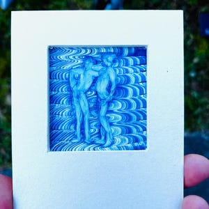 Monotype on Rhenalon plate, two men