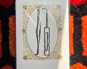 Ganchos para aneurismas - Serie de embalsamamiento - Grabado en linóleo