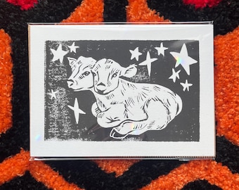 Twice as Many Stars- Linocut Art Print