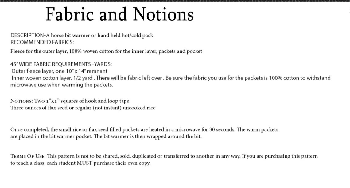 Bit Warmer Sewing Pattern Also Hand and Held Heat and Ice Pack Etsy