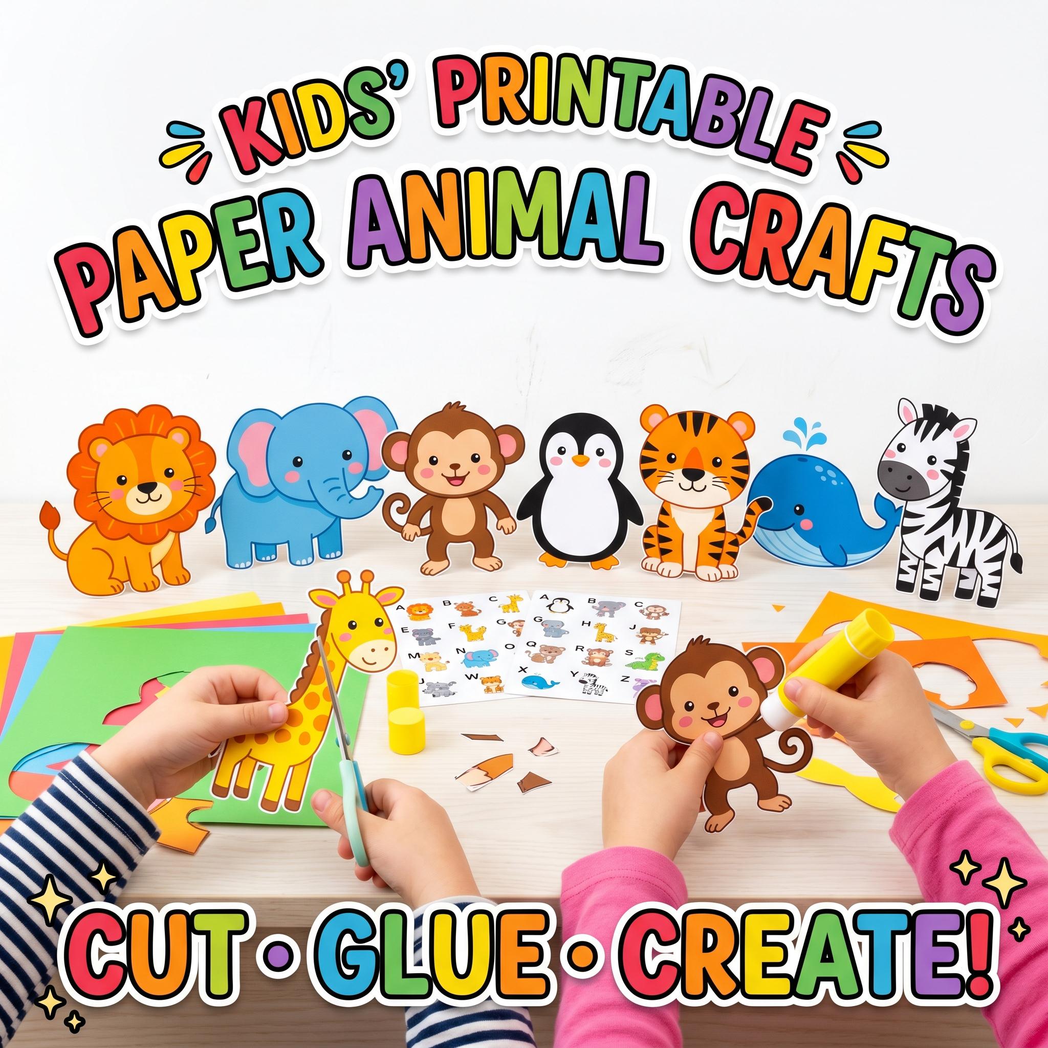 A-Z Animal Paper Crafts for Kids | Preschool Cut and Paste Activities ...
