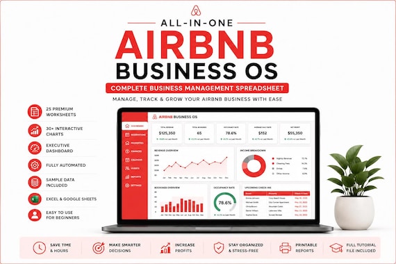 Airbnb Spreadsheet Business Management, Short-Term Rental Management Dashboard for Hosts, Excel sheets