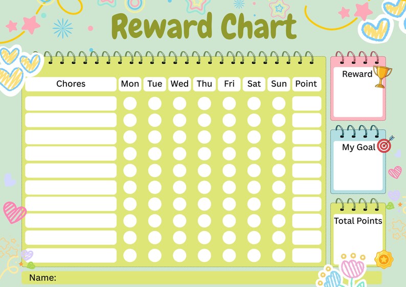 Editable Kids Reward Chart Template, Behavior Stickers (digital ...