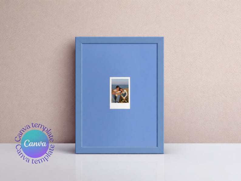 Editable Photo Frame Template Canva, Minimal Blue Frame Printable Wall ...