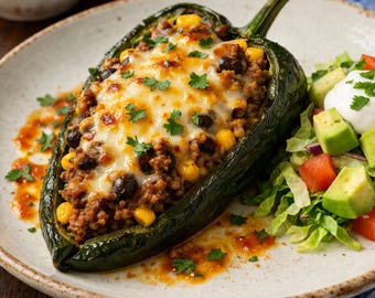 Stuffed Poblano Peppers Recipe (Instant Download)
