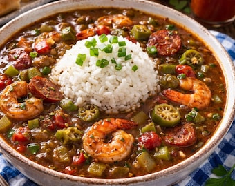 Easy Shrimp & Sausage Gumbo Recipe (Instant Download)