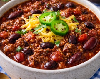 Prize-Winning Beef & Bean Chili Recipe (Instant Download)