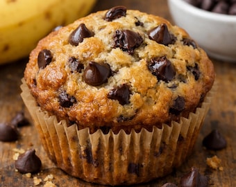 Chocolate Chip Banana Muffins Recipe (Instant Download)