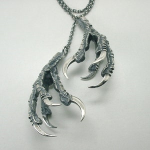Double Raven Claw Necklace Massive Sterling Silver
