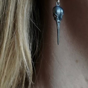 Hummingbird Skull Earrings, Sterling Silver image 6