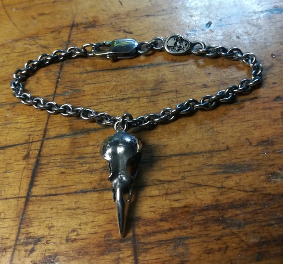 Raven Skull Bracelet - Sterling Silver 925 - Etsy