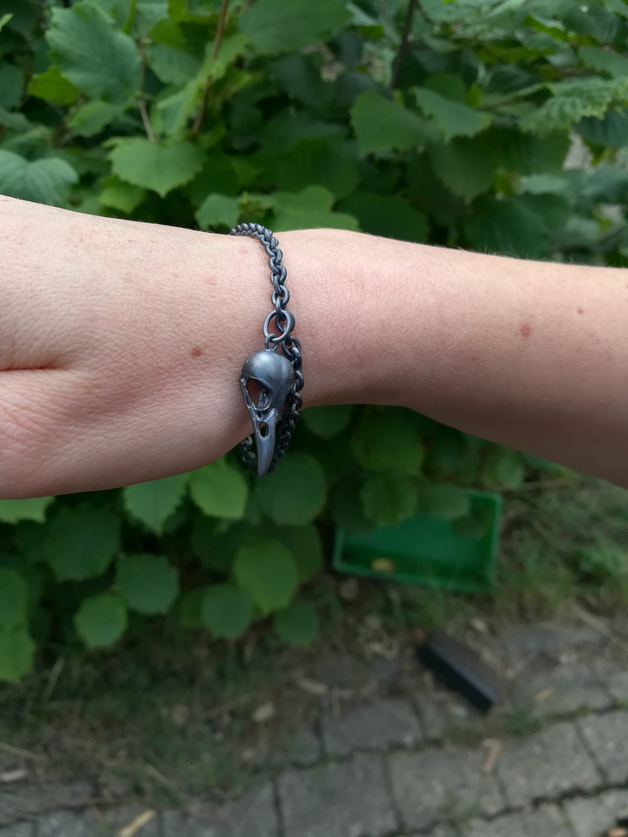Raven Skull Bracelet - Sterling Silver 925 - Etsy