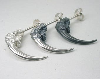 One single Large Owl Talon Ear Stud Sterling Silver