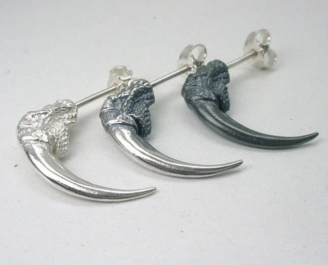 One single Large Owl Talon Ear Stud Sterling Silver