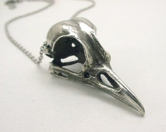 Blackbird Skull Pendant White Bronze