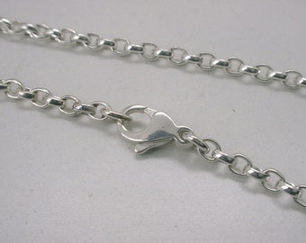 Sterling Silver Necklace, 2.9mm diameter, solid 925, 18"-32"
