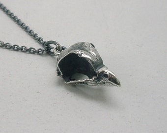 Miniaturised Owl Skull Necklace, Sterling Silver- Small