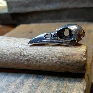 Single Raven Skull Earstud, Sterling Silver image 2