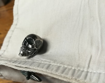 Human Skull Cufflinks,  Sterling Silver