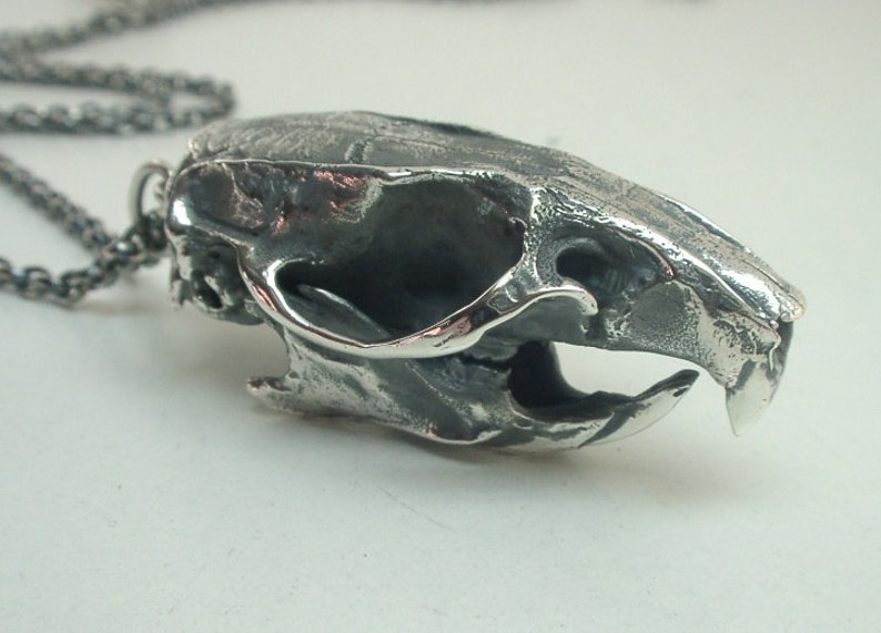 Rat Skull Necklace, Sterling Silver image 1