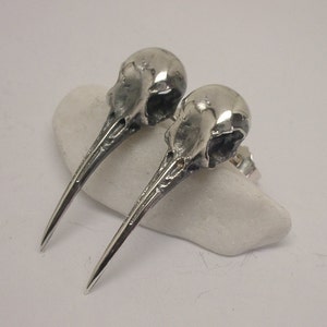 Hummingbird Skull Earstuds, Sterling Silver