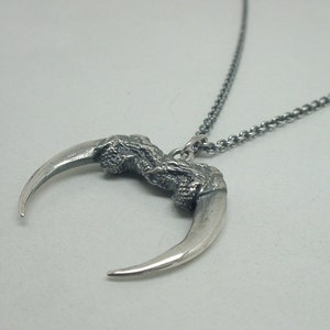 Arch Double Owl Claw Pendant, Sterling Silver