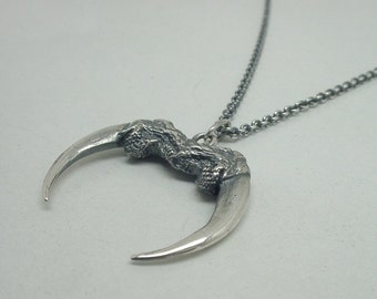 Arch Double Owl Claw Pendant, Sterling Silver